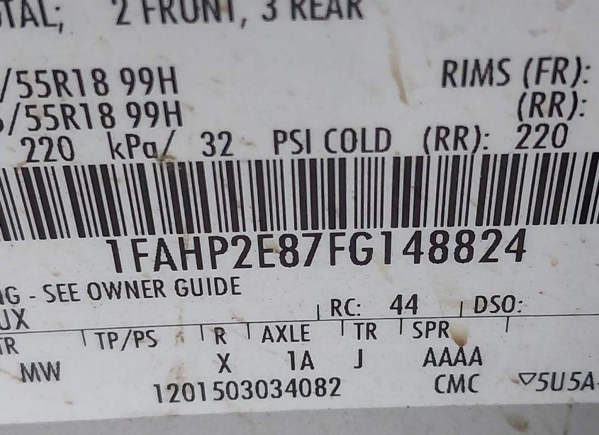 Photo 9 of 2015 Ford Taurus SEL (VIN 1FAHP2E87FG148824)