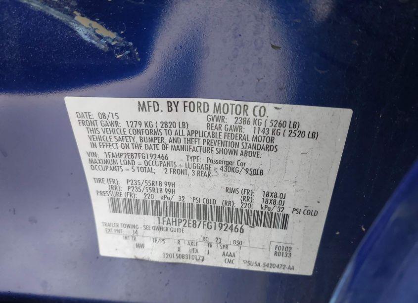 Photo 9 of 2015 Ford Taurus SEL (VIN 1FAHP2E87FG192466)