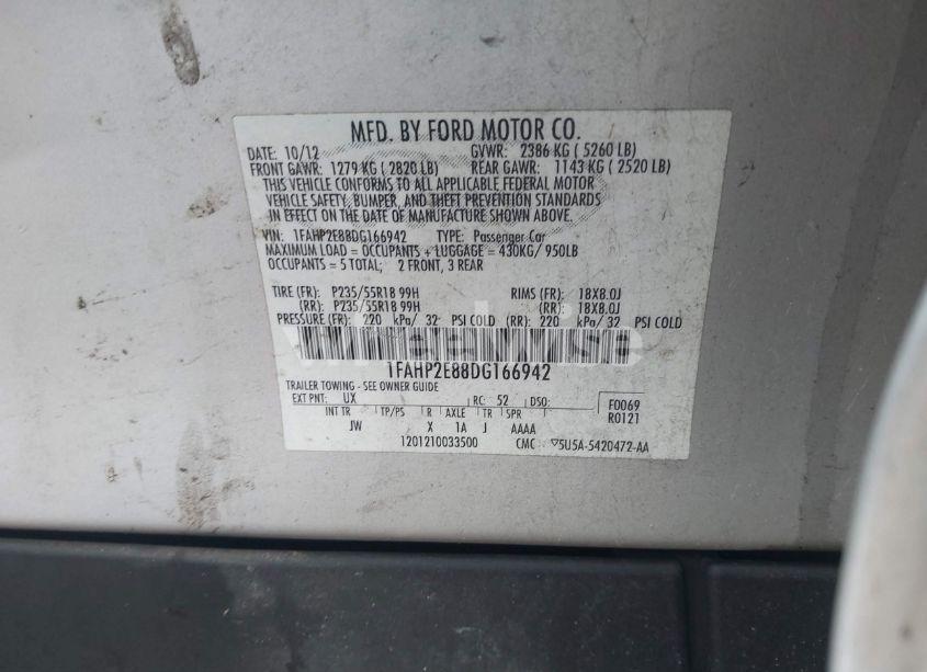 Photo 9 of 2013 Ford Taurus SEL (VIN 1FAHP2E88DG166942)