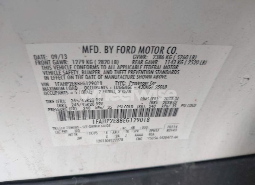 Photo 9 of 2014 Ford Taurus SEL (VIN 1FAHP2E88EG129018)
