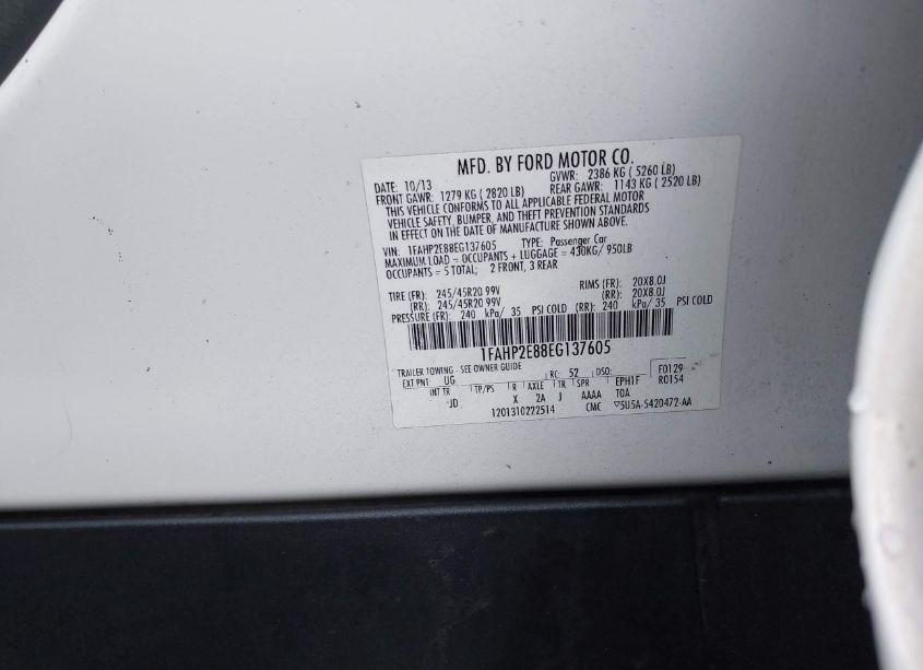 Photo 9 of 2014 Ford Taurus SEL (VIN 1FAHP2E88EG137605)