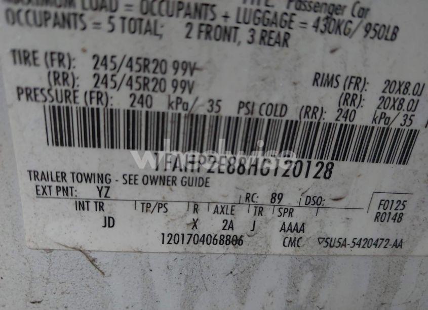 Photo 9 of 2017 Ford Taurus SEL (VIN 1FAHP2E88HG120128)