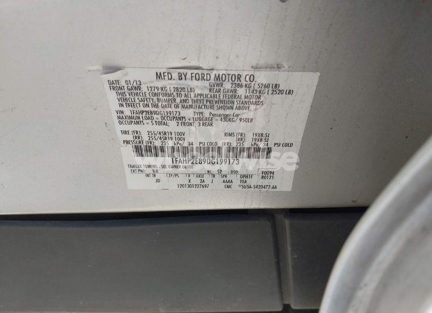 Photo 9 of 2013 Ford Taurus SEL (VIN 1FAHP2E89DG199173)