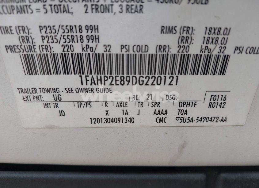 Photo 9 of 2013 Ford Taurus SEL (VIN 1FAHP2E89DG220121)