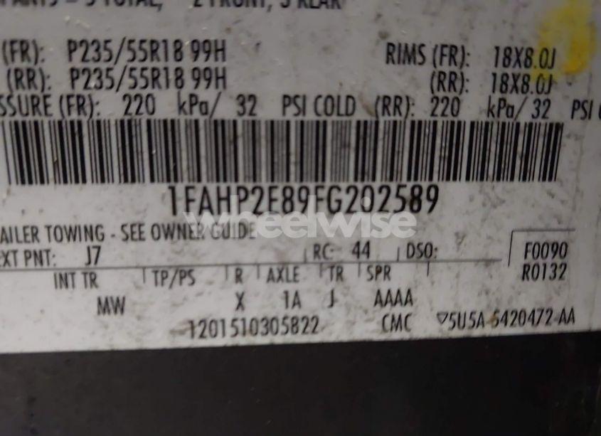 Photo 9 of 2015 Ford Taurus SEL (VIN 1FAHP2E89FG202589)