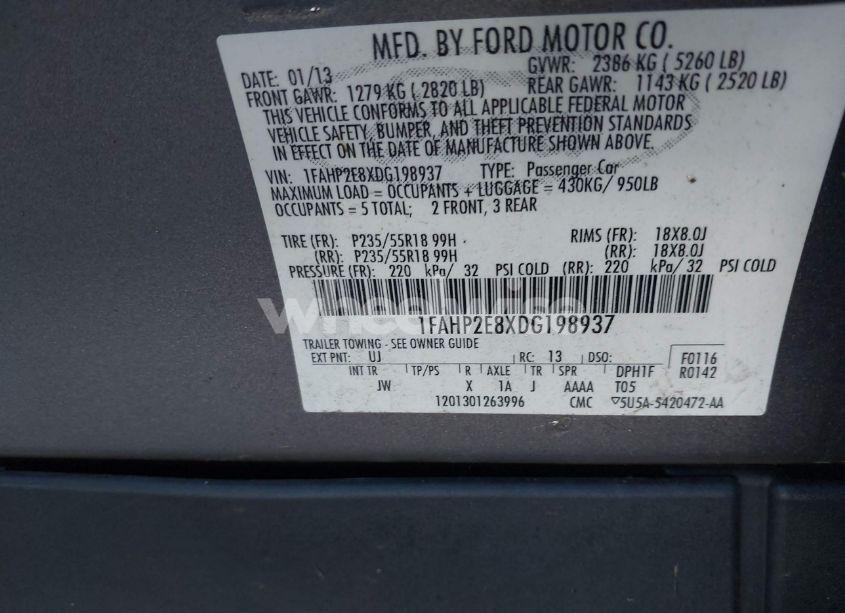 Photo 9 of 2013 Ford Taurus SEL (VIN 1FAHP2E8XDG198937)