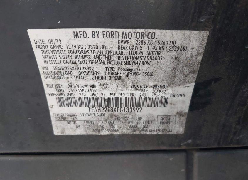 Photo 9 of 2014 Ford Taurus SEL (VIN 1FAHP2E8XEG133992)