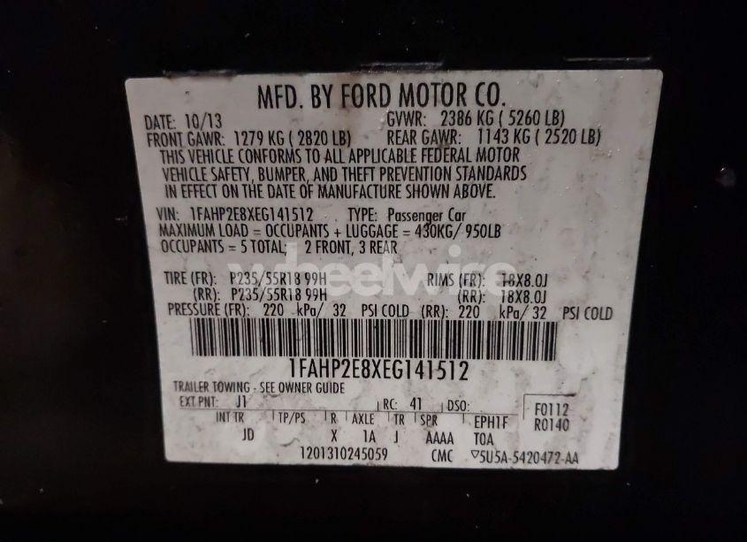 Photo 9 of 2014 Ford Taurus SEL (VIN 1FAHP2E8XEG141512)