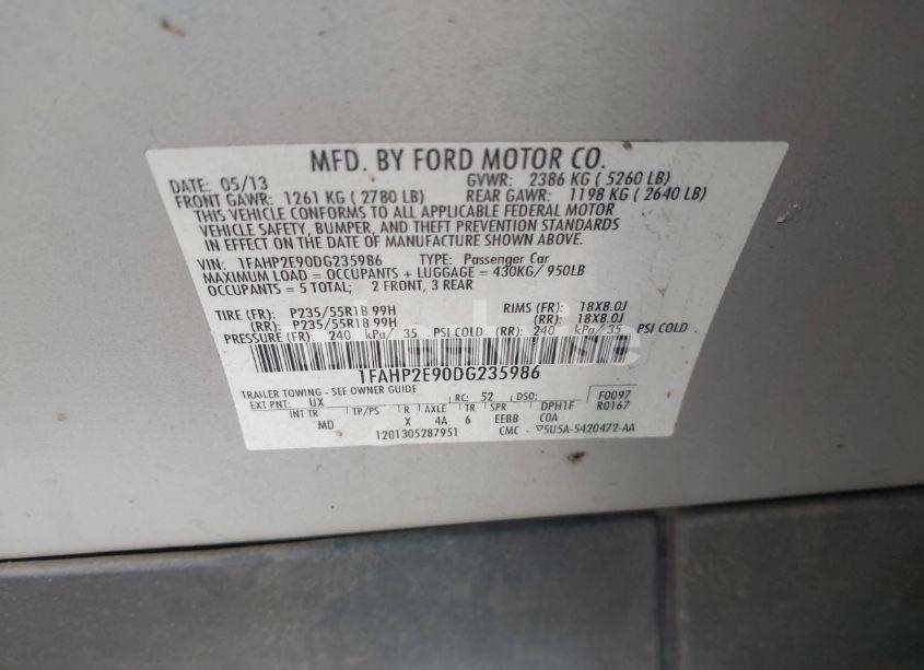 Photo 9 of 2013 Ford Taurus SEL (VIN 1FAHP2E90DG235986)
