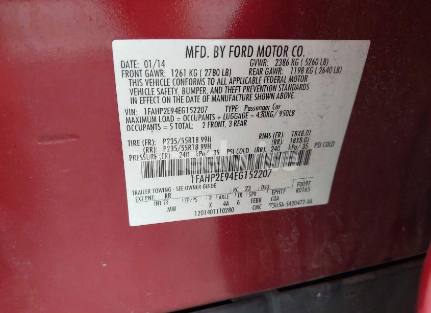 Photo 9 of 2014 Ford Taurus SEL (VIN 1FAHP2E94EG152207)