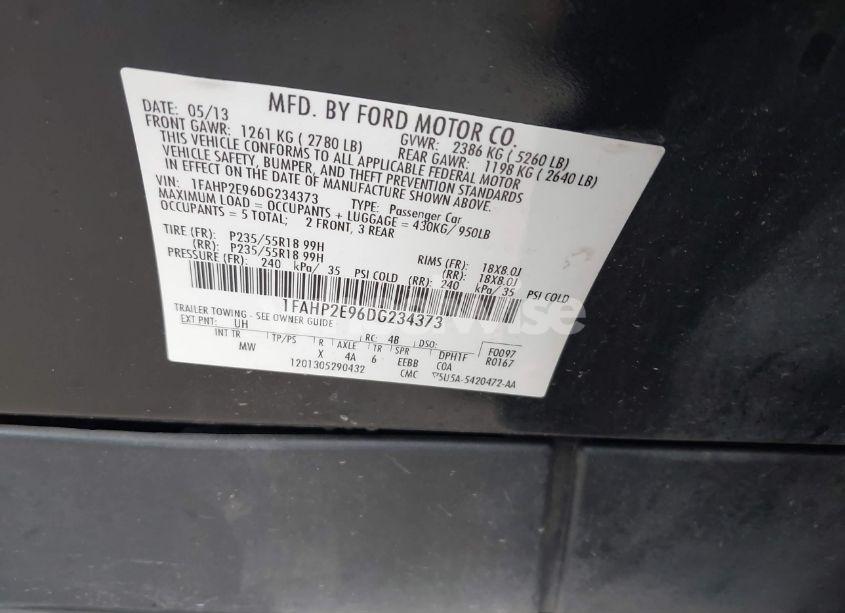 Photo 9 of 2013 Ford Taurus SEL (VIN 1FAHP2E96DG234373)