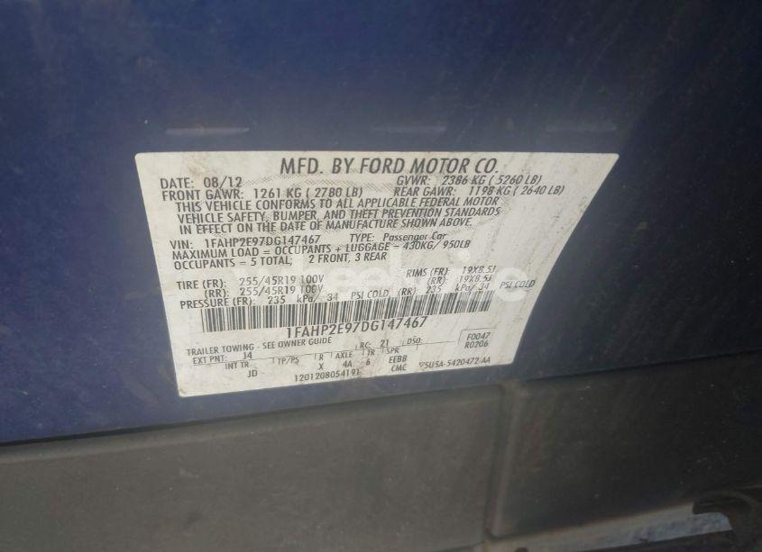 Photo 9 of 2013 Ford Taurus SEL (VIN 1FAHP2E97DG147467)