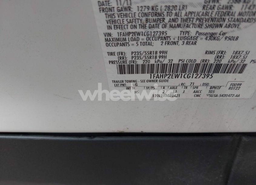 Photo 9 of 2012 Ford Taurus SEL (VIN 1FAHP2EW1CG127395)