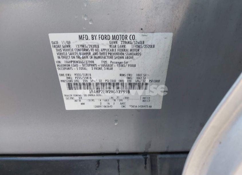 Photo 9 of 2010 Ford Taurus SEL (VIN 1FAHP2EW2AG127998)