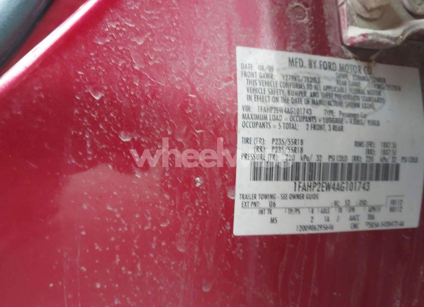 Photo 9 of 2010 Ford Taurus SEL (VIN 1FAHP2EW4AG101743)