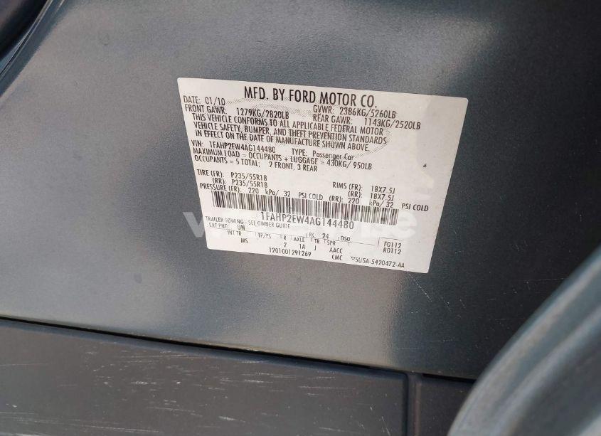 Photo 9 of 2010 Ford Taurus SEL (VIN 1FAHP2EW4AG144480)