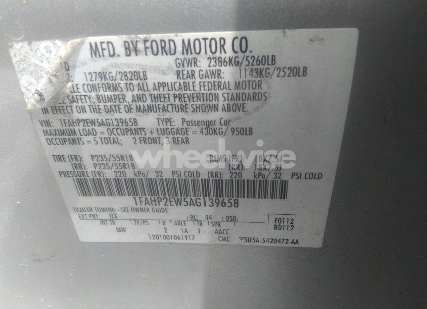 Photo 9 of 2010 Ford Taurus SEL (VIN 1FAHP2EW5AG139658)