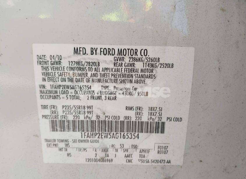 Photo 9 of 2010 Ford Taurus SEL (VIN 1FAHP2EW5AG165354)