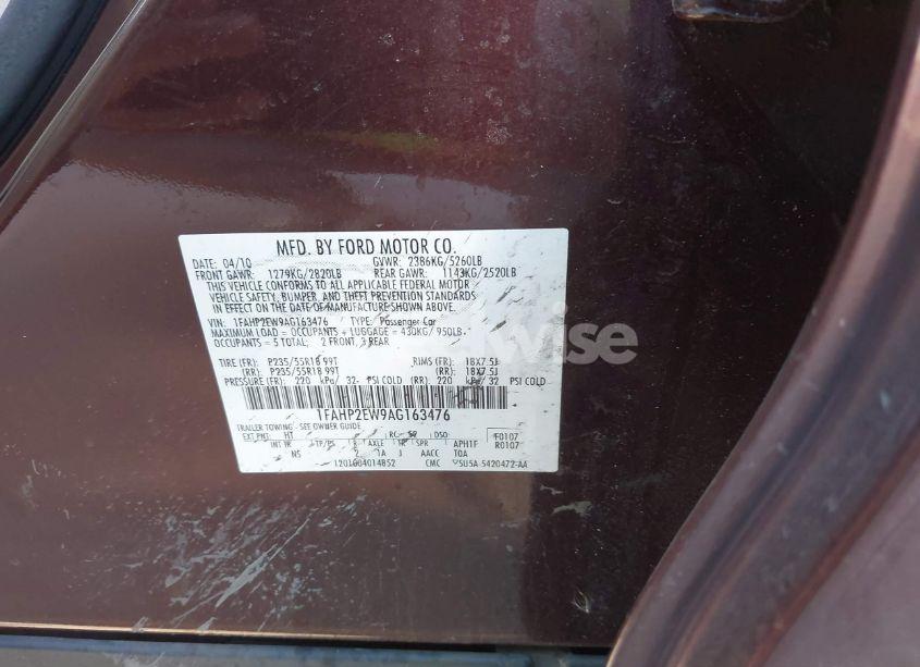 Photo 9 of 2010 Ford Taurus SEL (VIN 1FAHP2EW9AG163476)