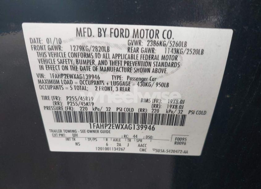 Photo 9 of 2010 Ford Taurus SEL (VIN 1FAHP2EWXAG139946)