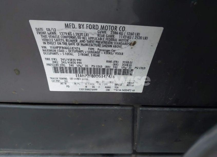 Photo 9 of 2013 Ford Taurus LIMITED (VIN 1FAHP2F80DG147476)