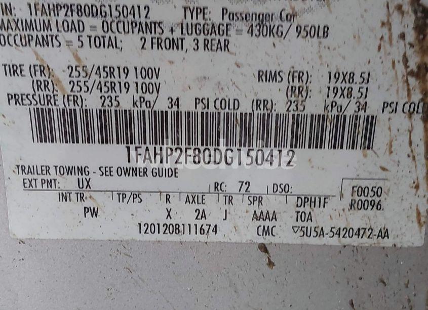 Photo 9 of 2013 Ford Taurus LIMITED (VIN 1FAHP2F80DG150412)