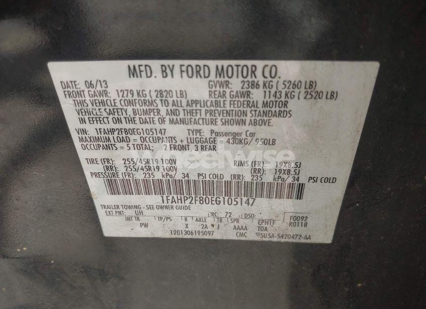 Photo 9 of 2014 Ford Taurus LIMITED (VIN 1FAHP2F80EG105147)