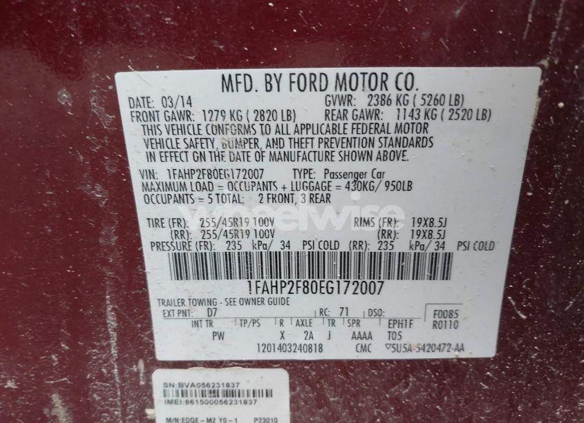 Photo 9 of 2014 Ford Taurus LIMITED (VIN 1FAHP2F80EG172007)
