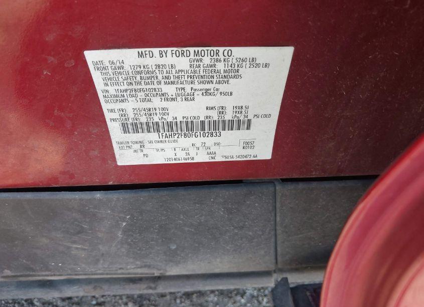 Photo 9 of 2015 Ford Taurus LIMITED (VIN 1FAHP2F80FG102833)