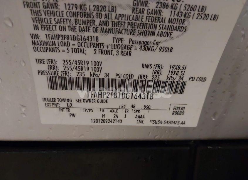 Photo 9 of 2013 Ford Taurus LIMITED (VIN 1FAHP2F81DG164318)