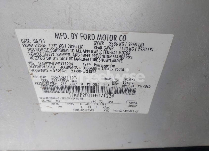 Photo 9 of 2015 Ford Taurus LIMITED (VIN 1FAHP2F81FG171224)