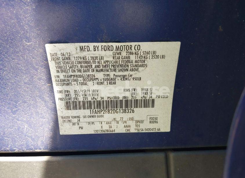 Photo 9 of 2013 Ford Taurus LIMITED (VIN 1FAHP2F82DG138326)