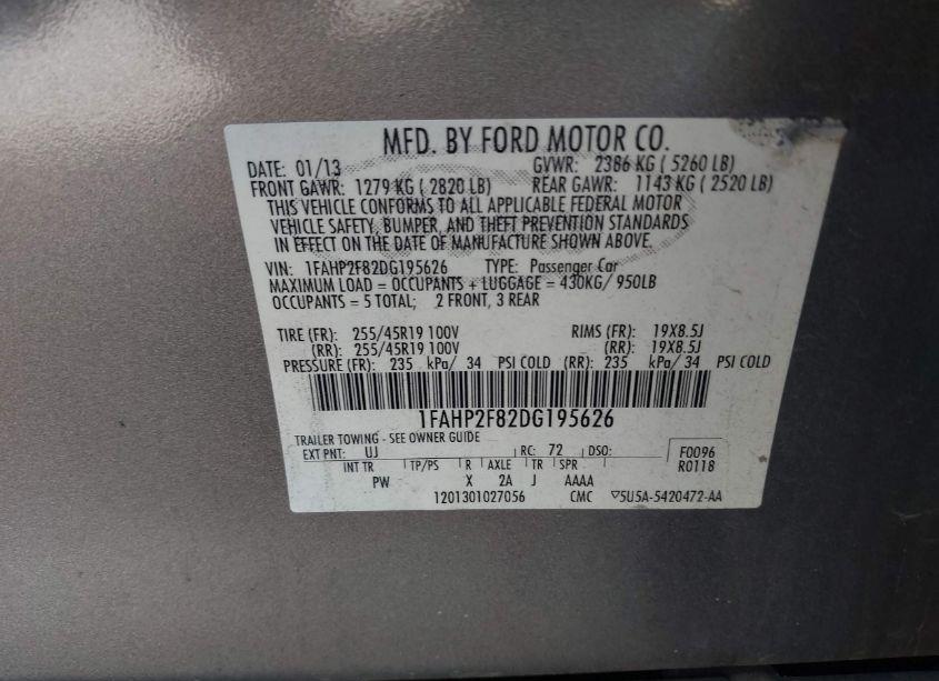 Photo 9 of 2013 Ford Taurus LIMITED (VIN 1FAHP2F82DG195626)