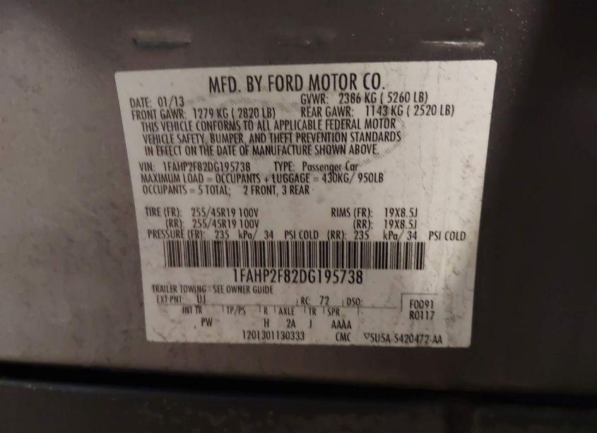 Photo 9 of 2013 Ford Taurus LIMITED (VIN 1FAHP2F82DG195738)