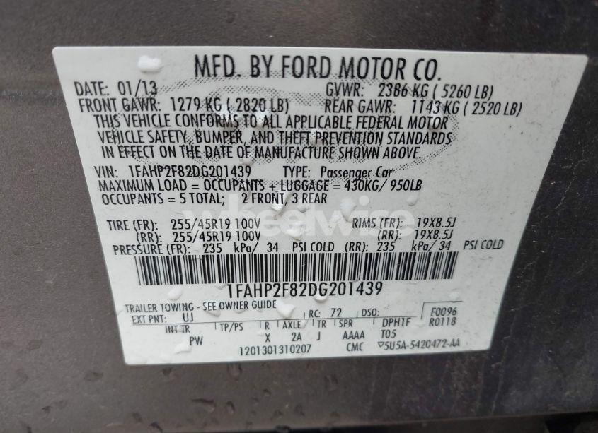 Photo 9 of 2013 Ford Taurus LIMITED (VIN 1FAHP2F82DG201439)