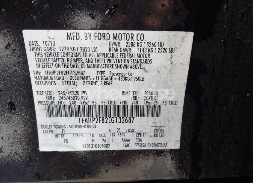 Photo 9 of 2014 Ford Taurus LIMITED (VIN 1FAHP2F82EG132687)