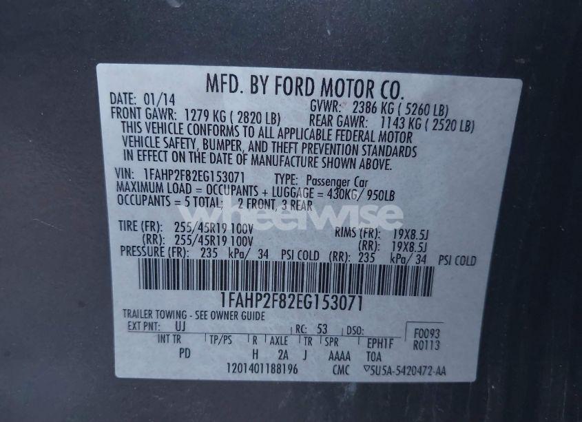 Photo 9 of 2014 Ford Taurus LIMITED (VIN 1FAHP2F82EG153071)