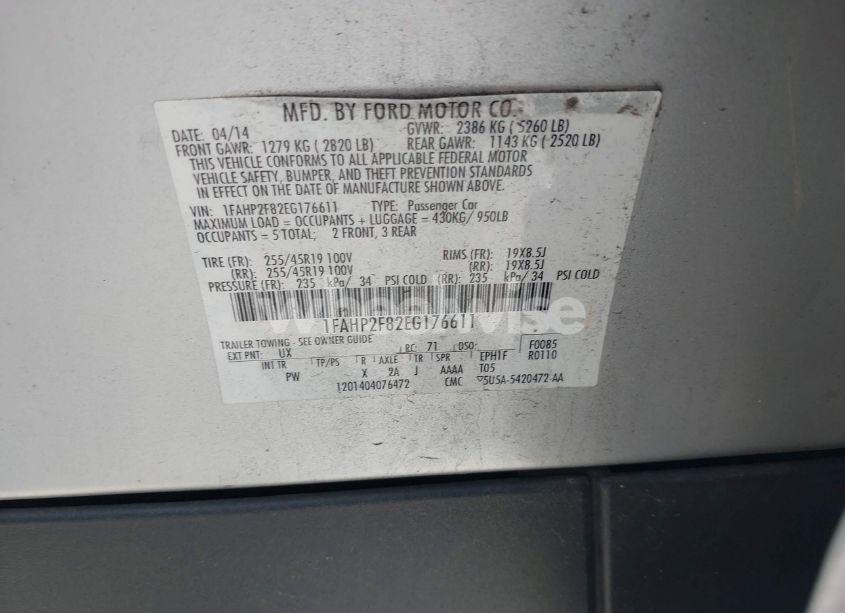 Photo 9 of 2014 Ford Taurus LIMITED (VIN 1FAHP2F82EG176611)