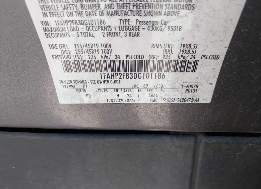 Photo 9 of 2013 Ford Taurus LIMITED (VIN 1FAHP2F83DG101186)