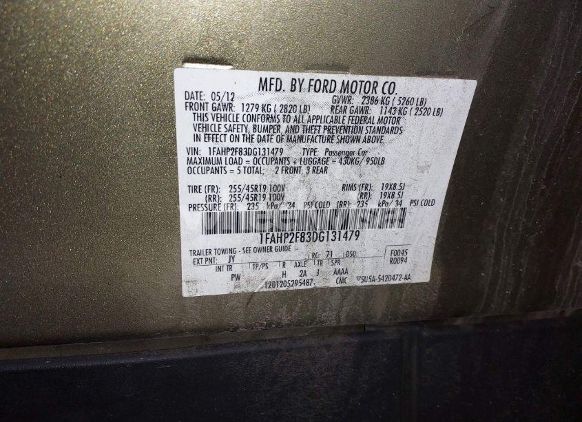 Photo 9 of 2013 Ford Taurus LIMITED (VIN 1FAHP2F83DG131479)