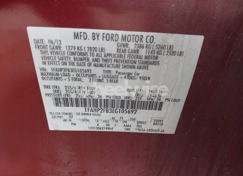 Photo 9 of 2014 Ford Taurus LIMITED (VIN 1FAHP2F83EG105692)