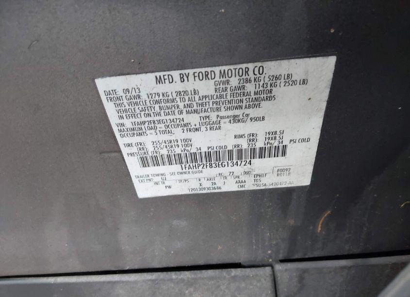 Photo 9 of 2014 Ford Taurus LIMITED (VIN 1FAHP2F83EG134724)