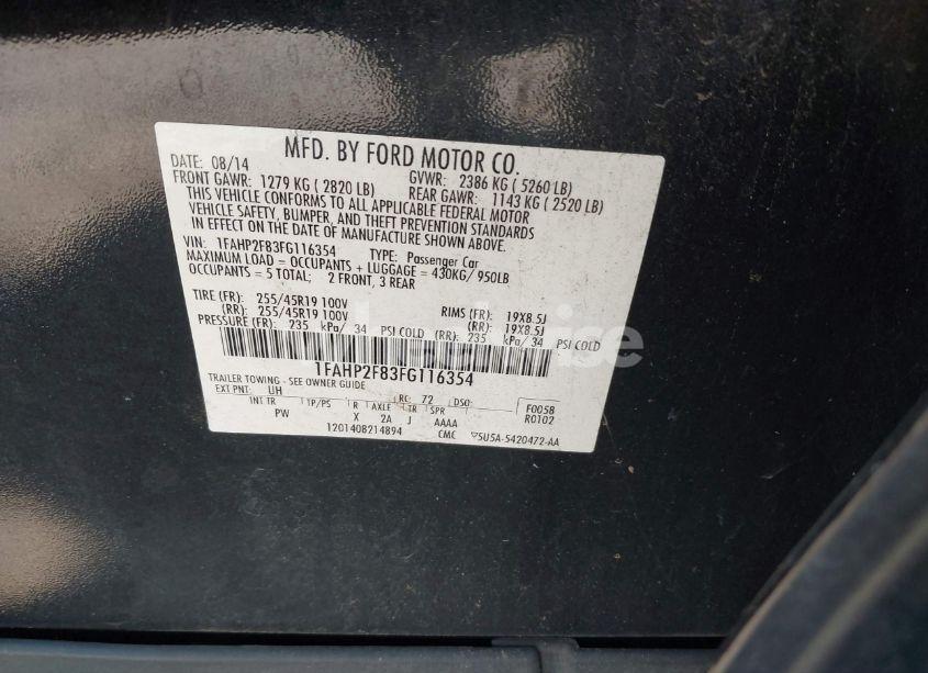 Photo 9 of 2015 Ford Taurus LIMITED (VIN 1FAHP2F83FG116354)