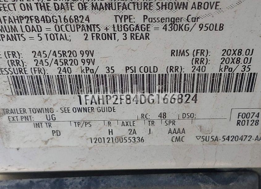 Photo 9 of 2013 Ford Taurus LIMITED (VIN 1FAHP2F84DG166824)