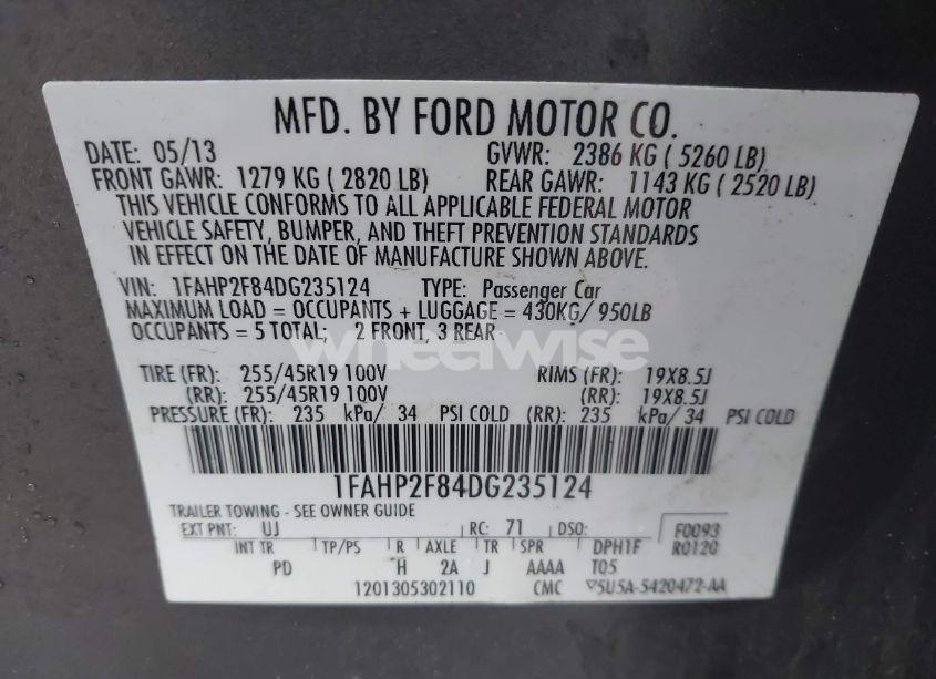Photo 9 of 2013 Ford Taurus LIMITED (VIN 1FAHP2F84DG235124)