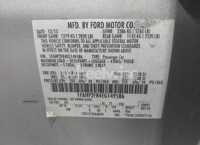 Photo 9 of 2014 Ford Taurus LIMITED (VIN 1FAHP2F84EG149586)