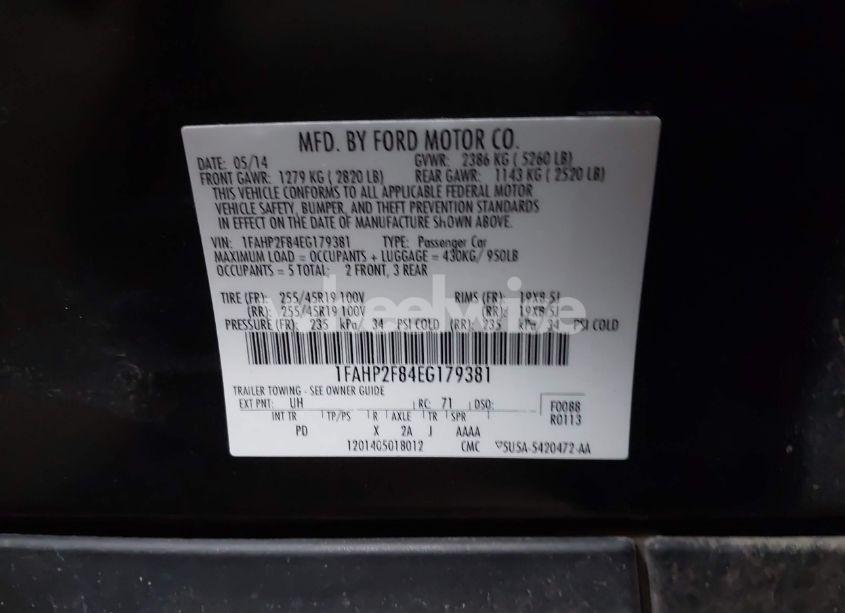 Photo 9 of 2014 Ford Taurus LIMITED (VIN 1FAHP2F84EG179381)