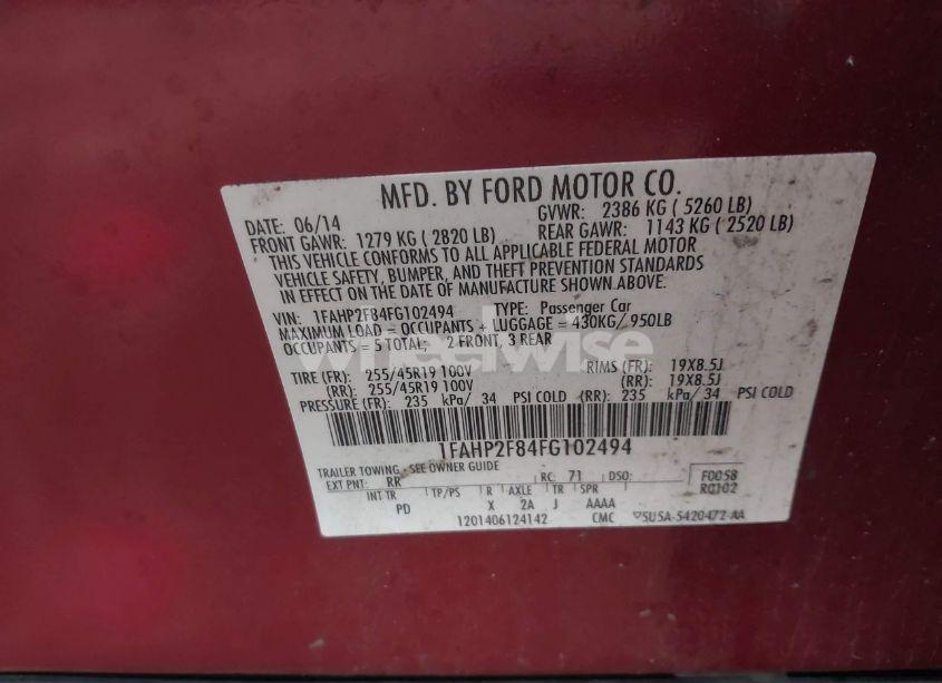 Photo 9 of 2015 Ford Taurus LIMITED (VIN 1FAHP2F84FG102494)