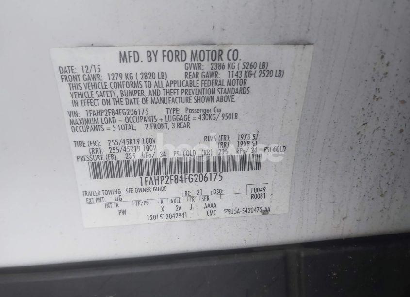 Photo 9 of 2015 Ford Taurus LIMITED (VIN 1FAHP2F84FG206175)