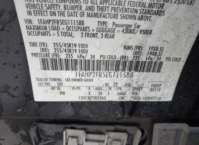 Photo 9 of 2014 Ford Taurus LIMITED (VIN 1FAHP2F85EG111588)